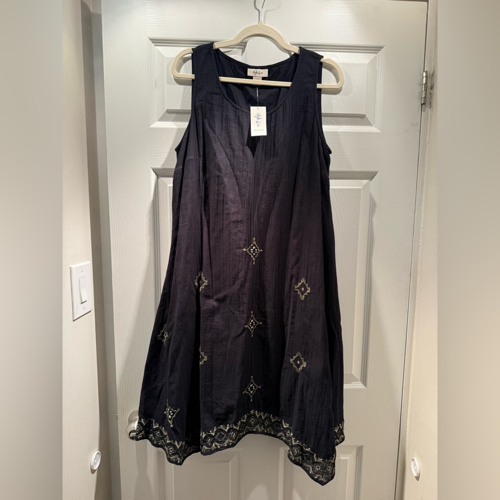 Style & Co. Black Dress with Gold Embroidery